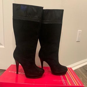BCBG BG-Beverlyn Black/Suede/Patent Boots